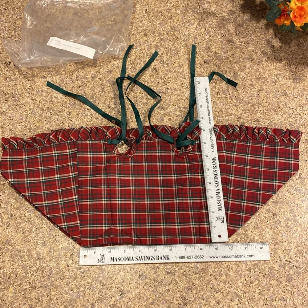 Longaberger Cake Plaid Tidings Fabric Basket Liner 20125 Ribbon (Liner Only)